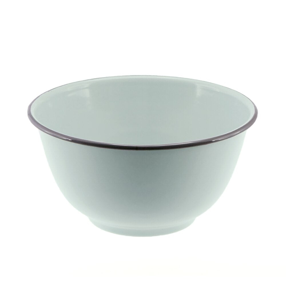 Falcon Enamel Footed Bowl 20cm - Duck Egg Blue with Grey Rim