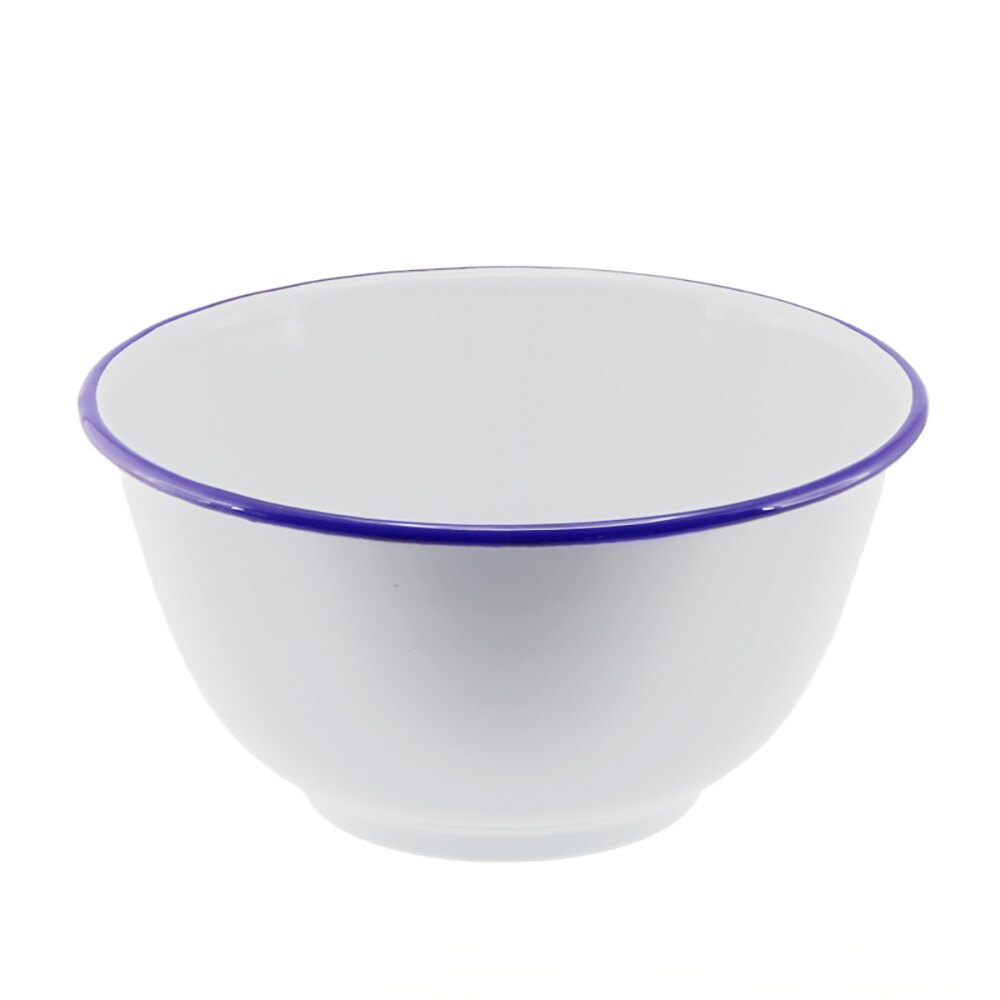 Falcon Enamel Footed Bowl 20cm - White with Blue Rim