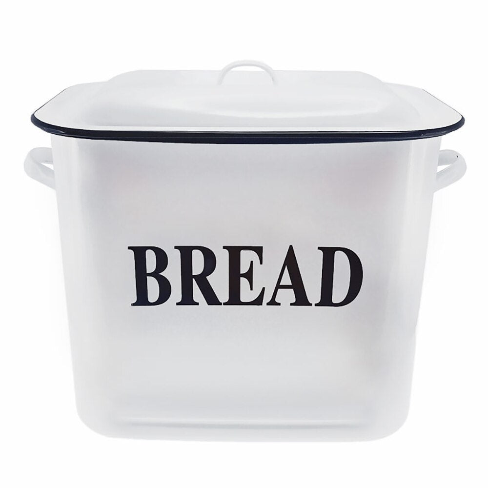 Falcon Enamel Bread Bin 29cm - White with Black Rim