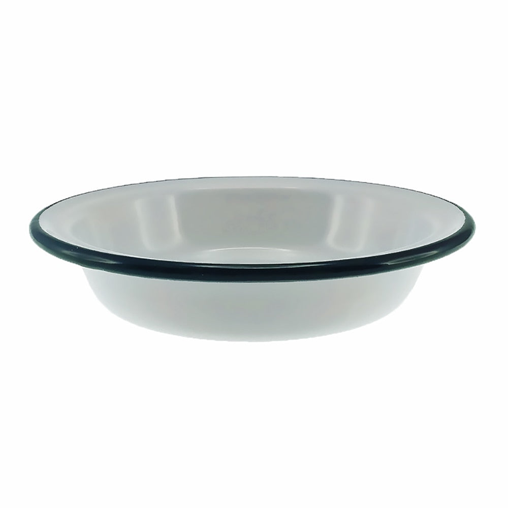 Falcon Enamel Round Pie Dish 14cm - White with Black Rim