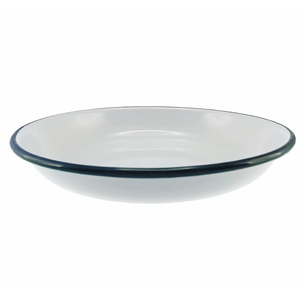 Falcon Enamel Pasta Plate 20cm - White with Black Rim