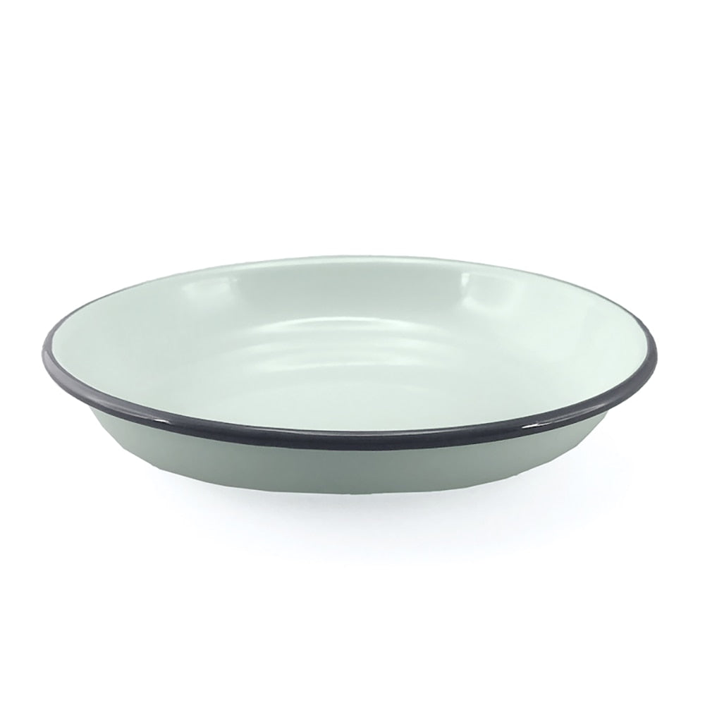 Falcon Enamel Pasta Plate 20cm - Duck Egg Blue with Grey Rim