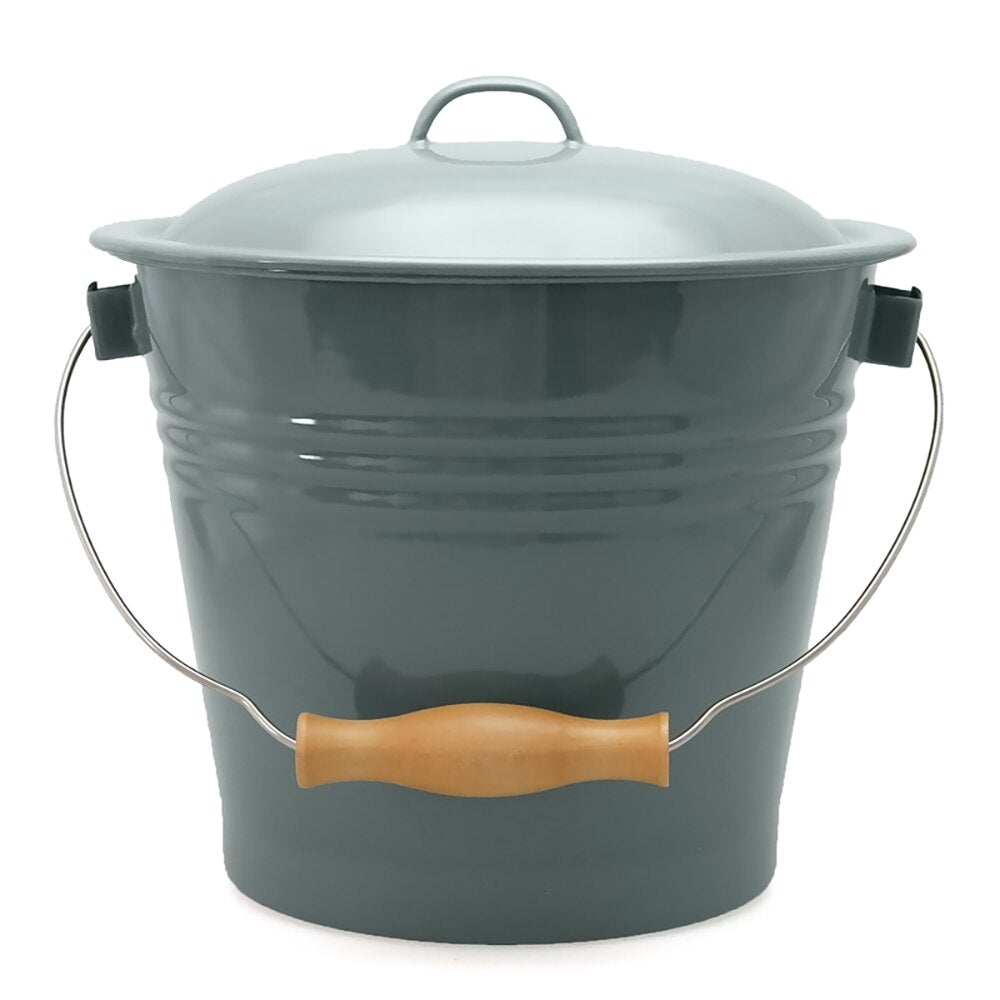 Falcon Enamel Bucket with Lid 23cm (5L) - Grey