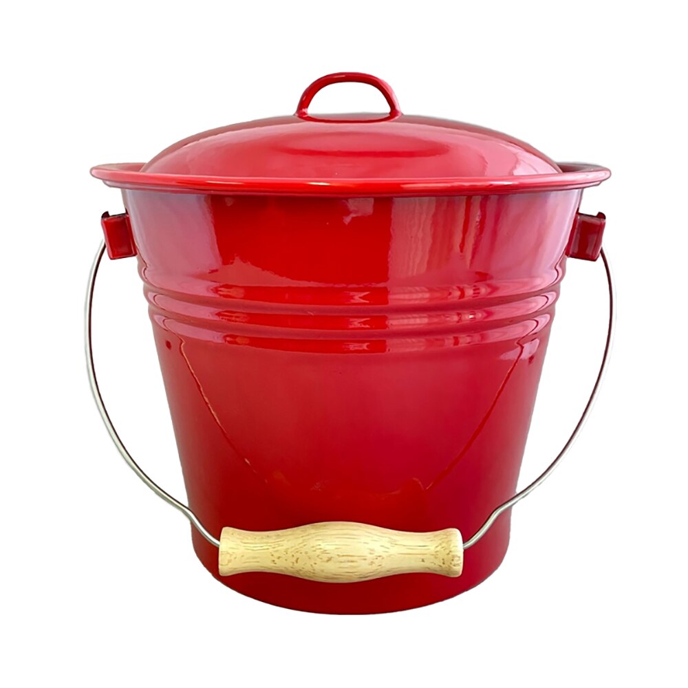 Falcon Enamel Bucket with Lid 23cm (5L) - Red