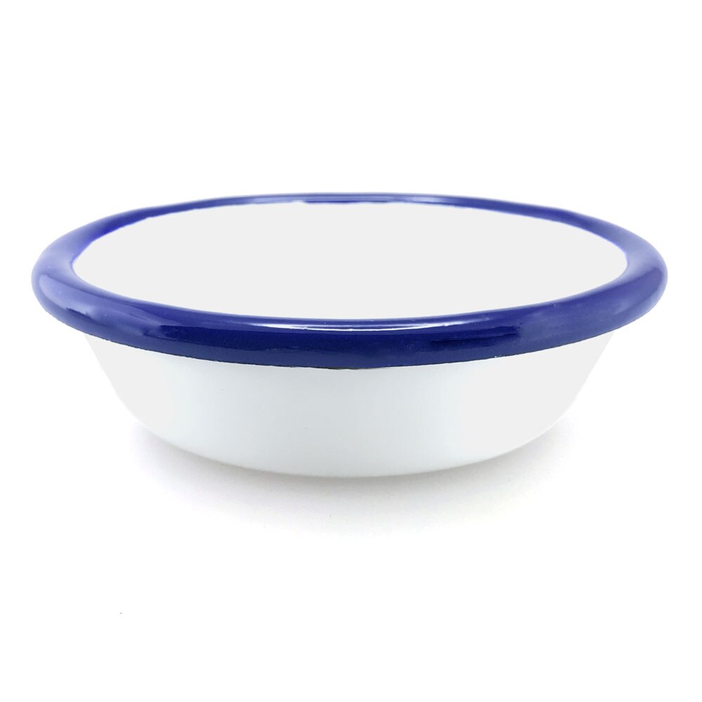 Falcon Enamel Dessert Dish 10cm (190ml) - White with Blue Rim