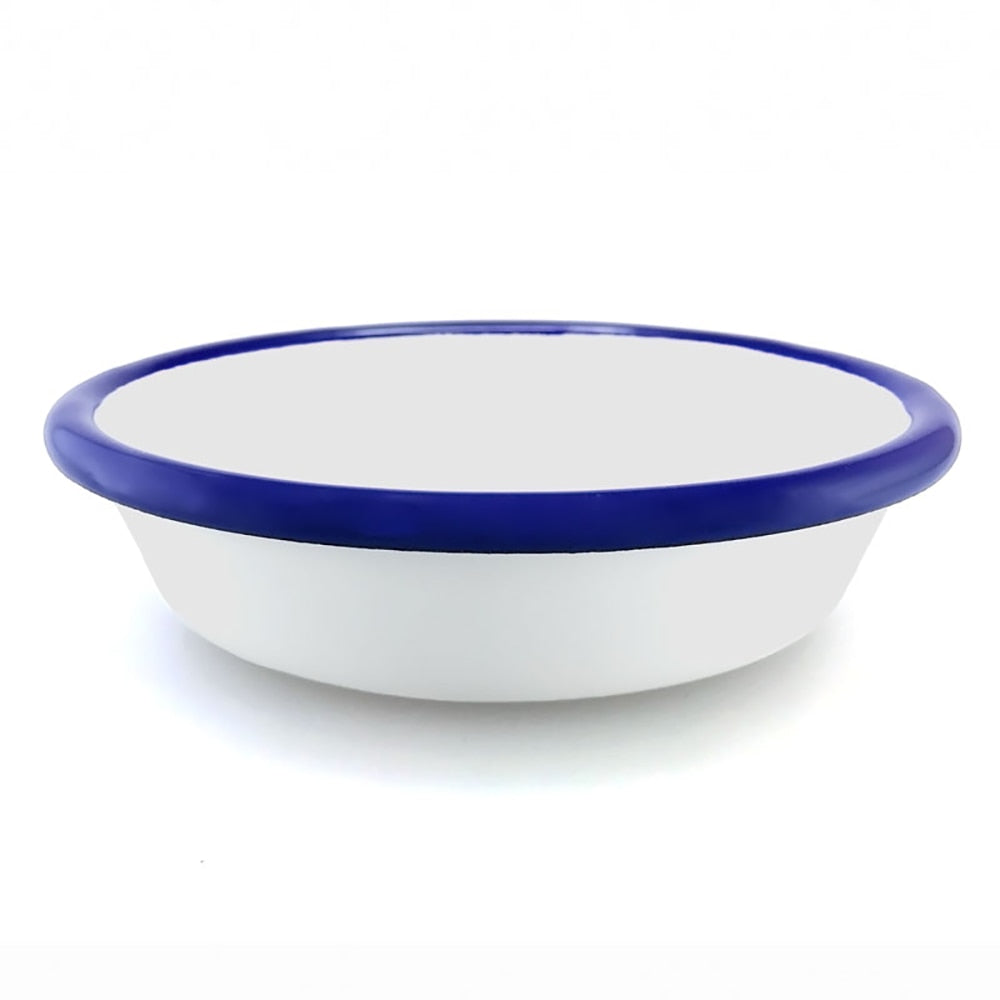 Falcon Enamel Dessert Dish 12cm (250ml) - White with Blue Rim