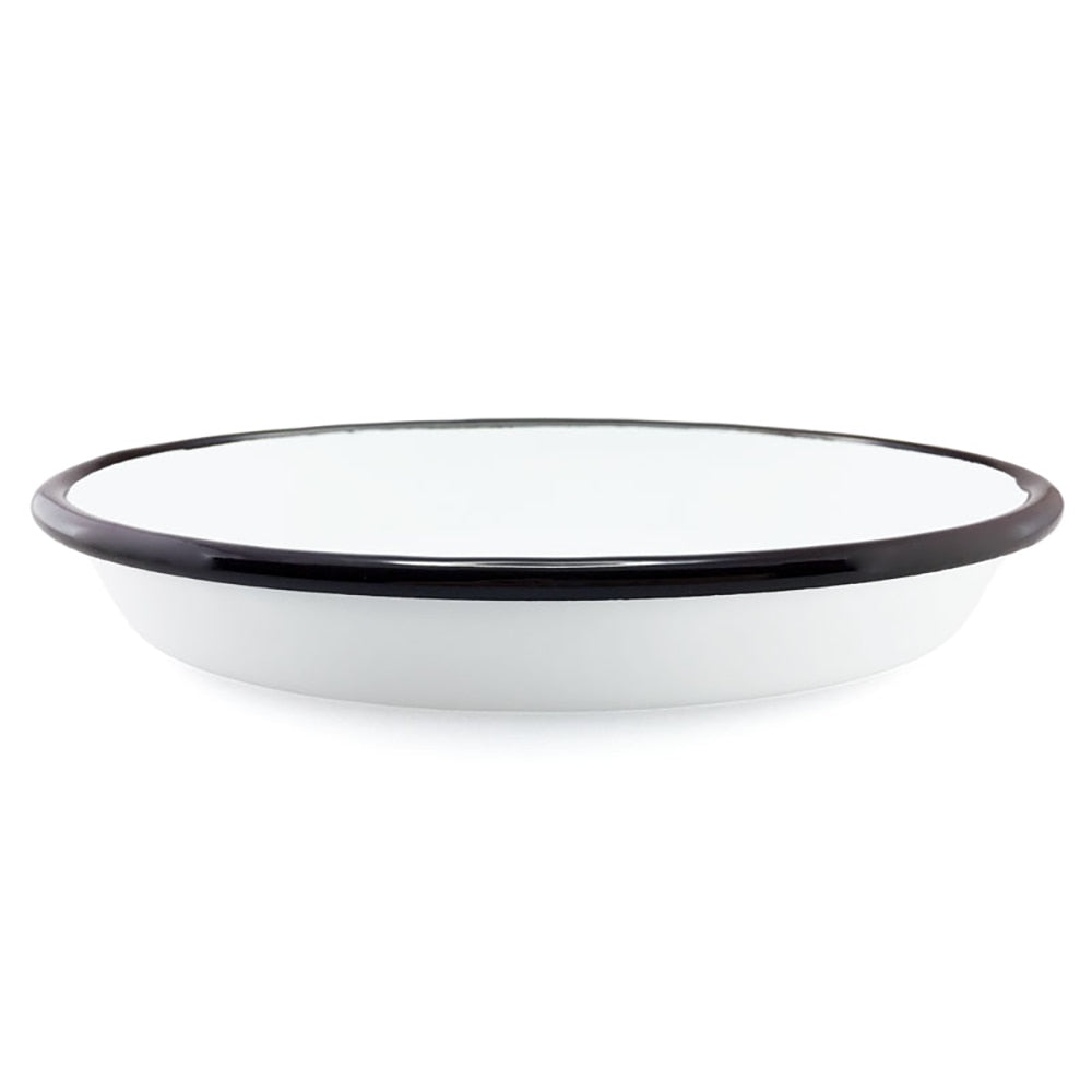 Falcon Enamel Oval Pie Dish 18cm - White with Black Rim