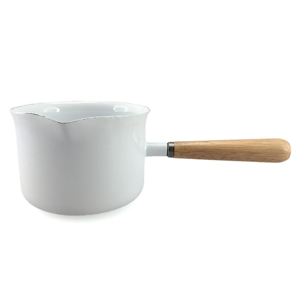 Falcon Enamel Butter Warmer with Wood Handle 650ml 11cm - White