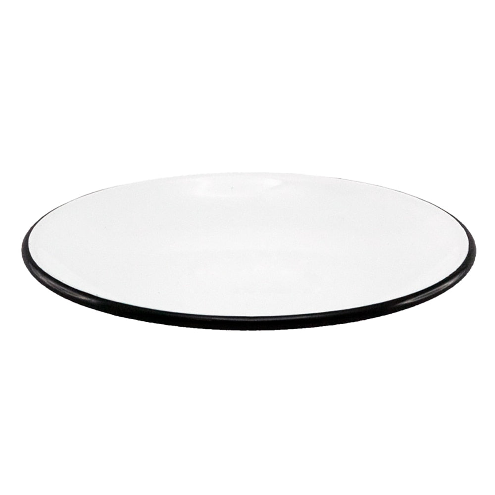 Falcon Enamel Coupe Plate 21cm - White with Black Rim