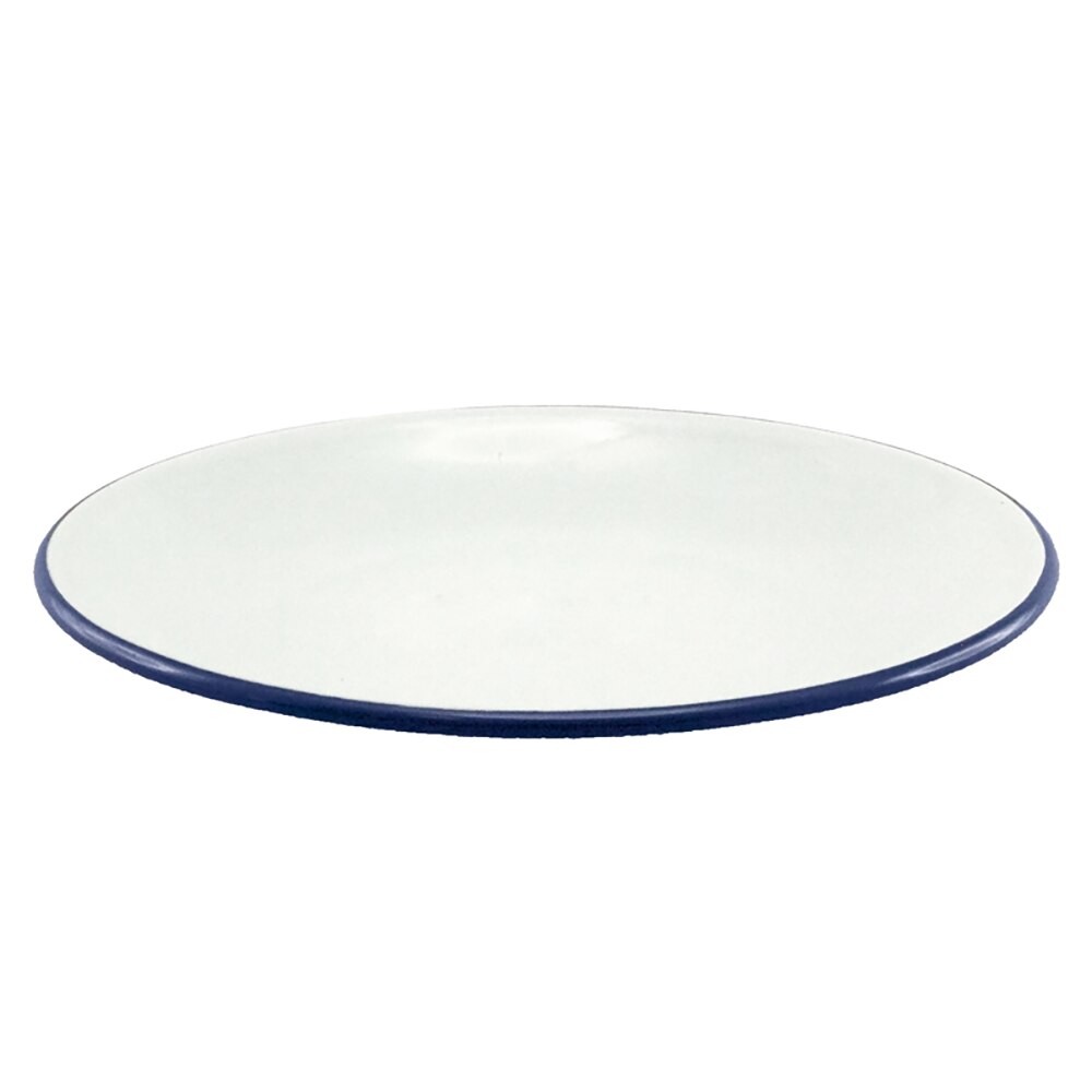 Falcon Enamel Coupe Plate 21cm - White with Blue Rim