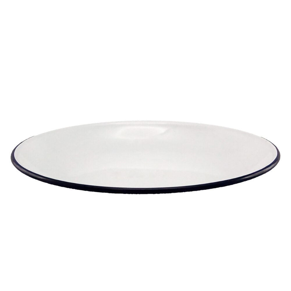Falcon Enamel Coupe Plate 27cm - White with Black Rim