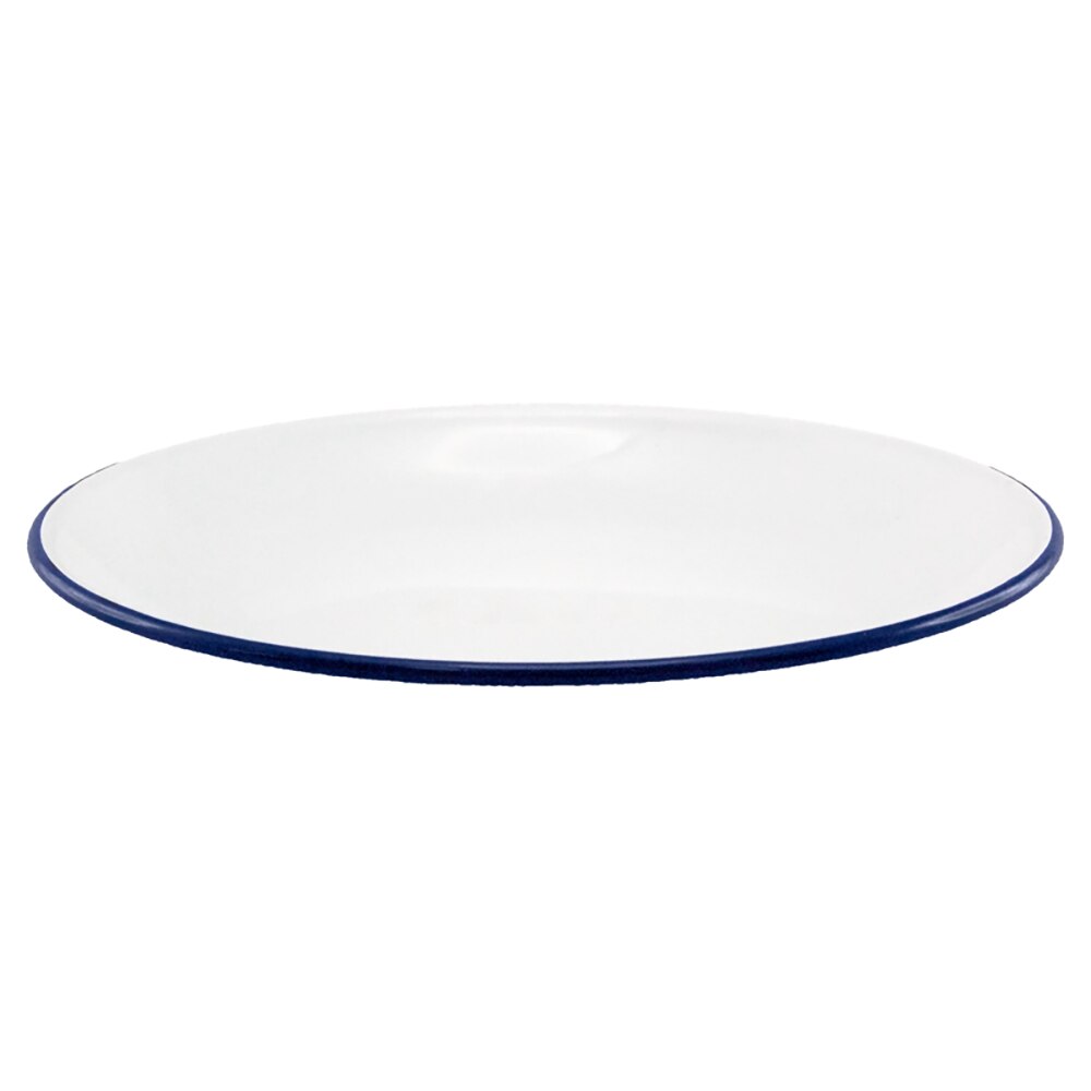Falcon Enamel Coupe Plate 27cm - White with Blue Rim