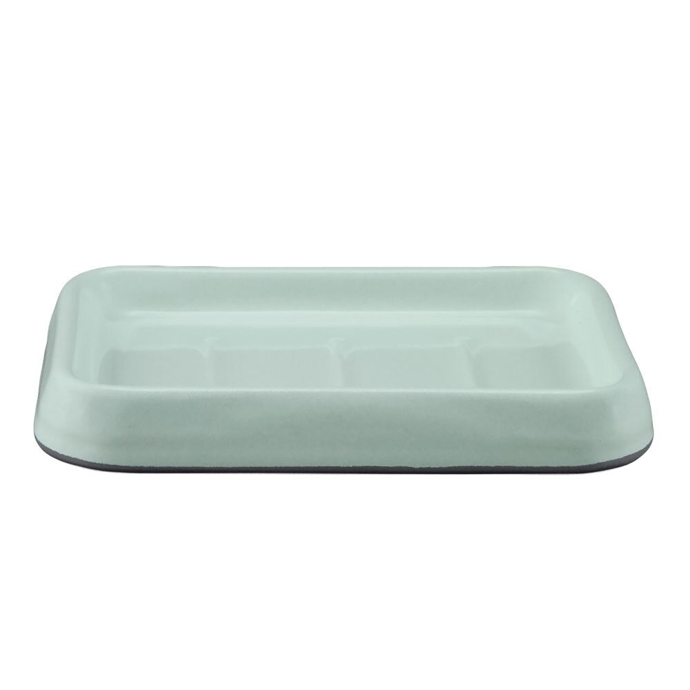 Falcon Enamel Soap Dish 13cm - Duck Egg Blue with Grey Rim