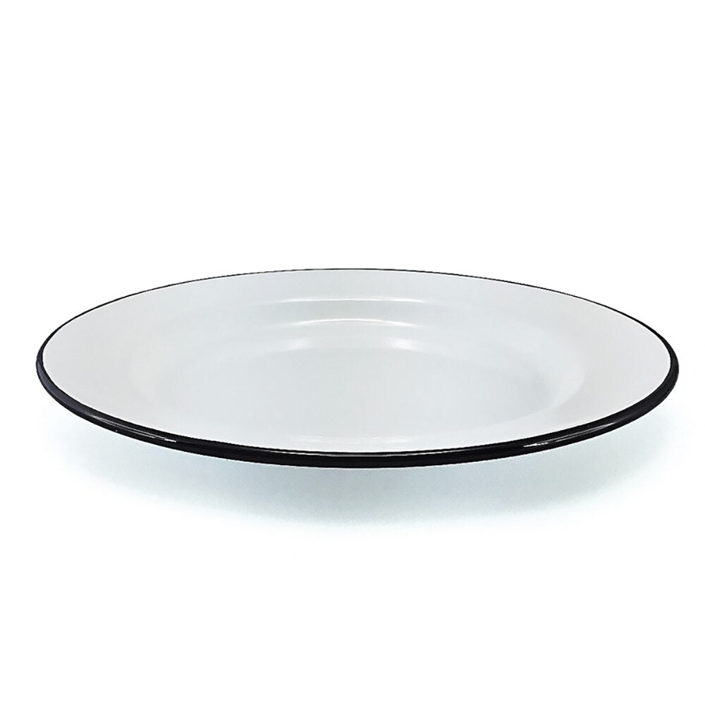 Falcon Enamel Entrée Plate 24cm - White with Black Rim