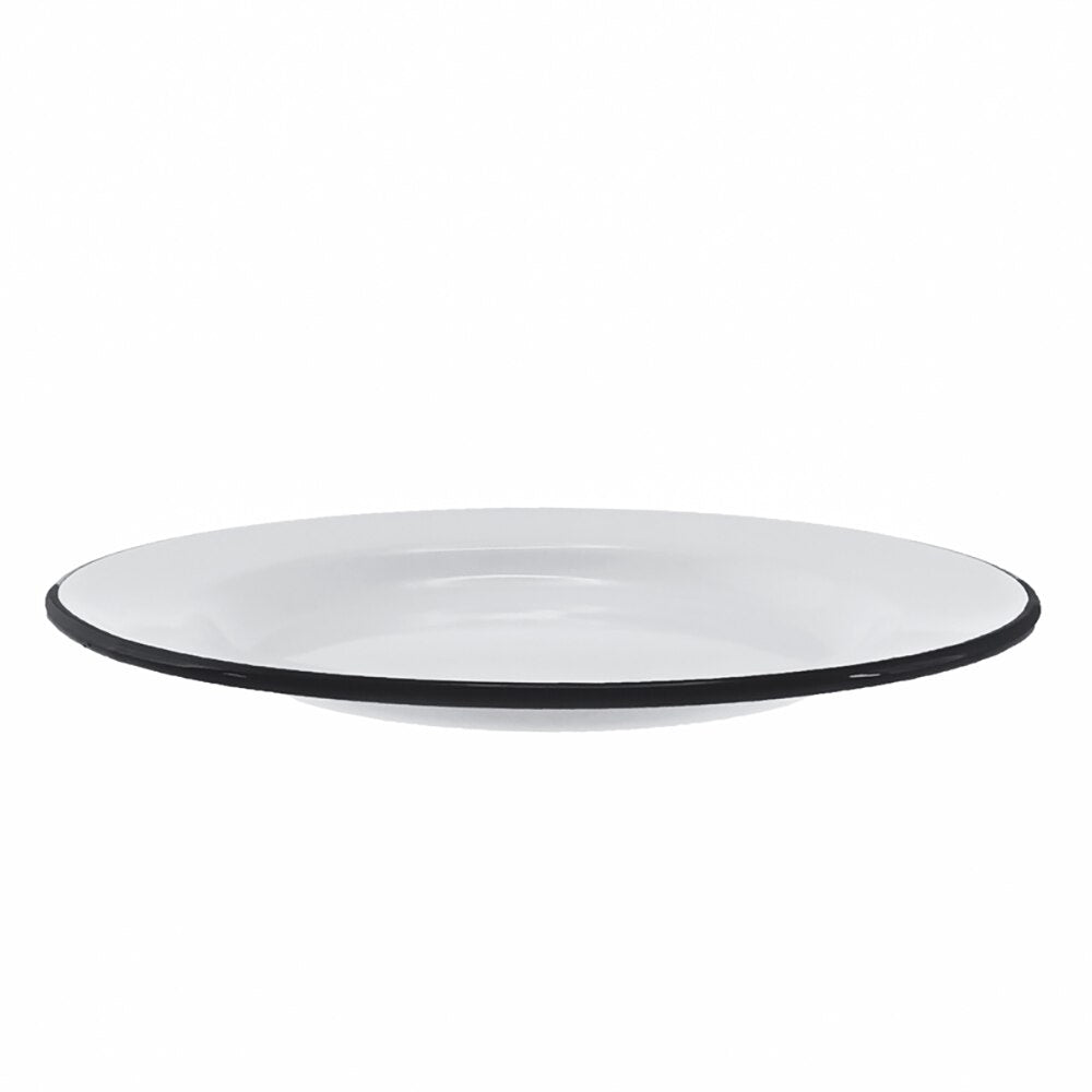 Falcon Enamel Dinner Plate 26cm - White with Black Rim