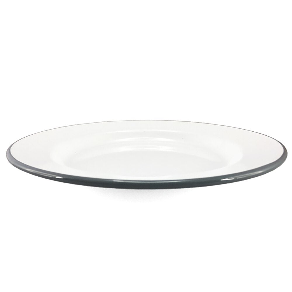 Falcon Enamel Dinner Plate 26cm - White with Grey Rim