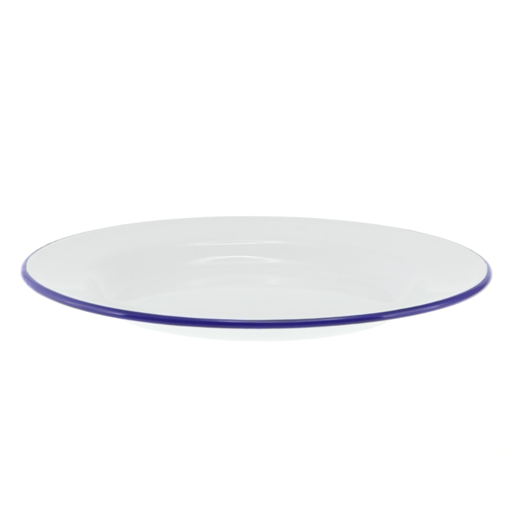 Falcon Enamel Dinner Plate 26cm - White with Blue Rim