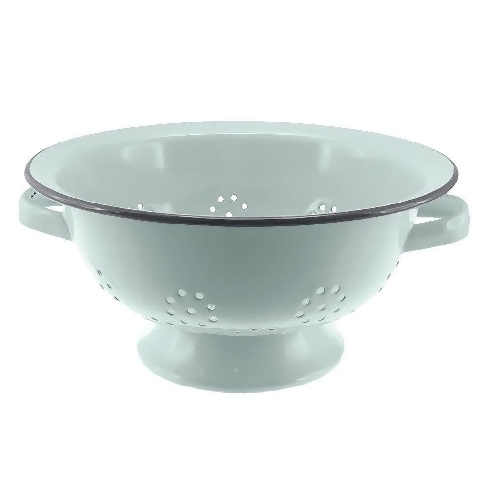 Falcon Enamel Colander 24cm - Duck Egg Blue with Grey Rim
