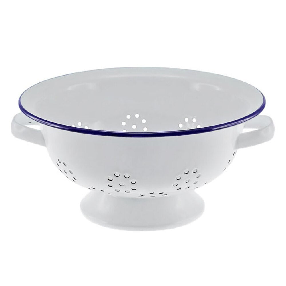 Falcon Enamel Colander 24cm - White with Blue Rim