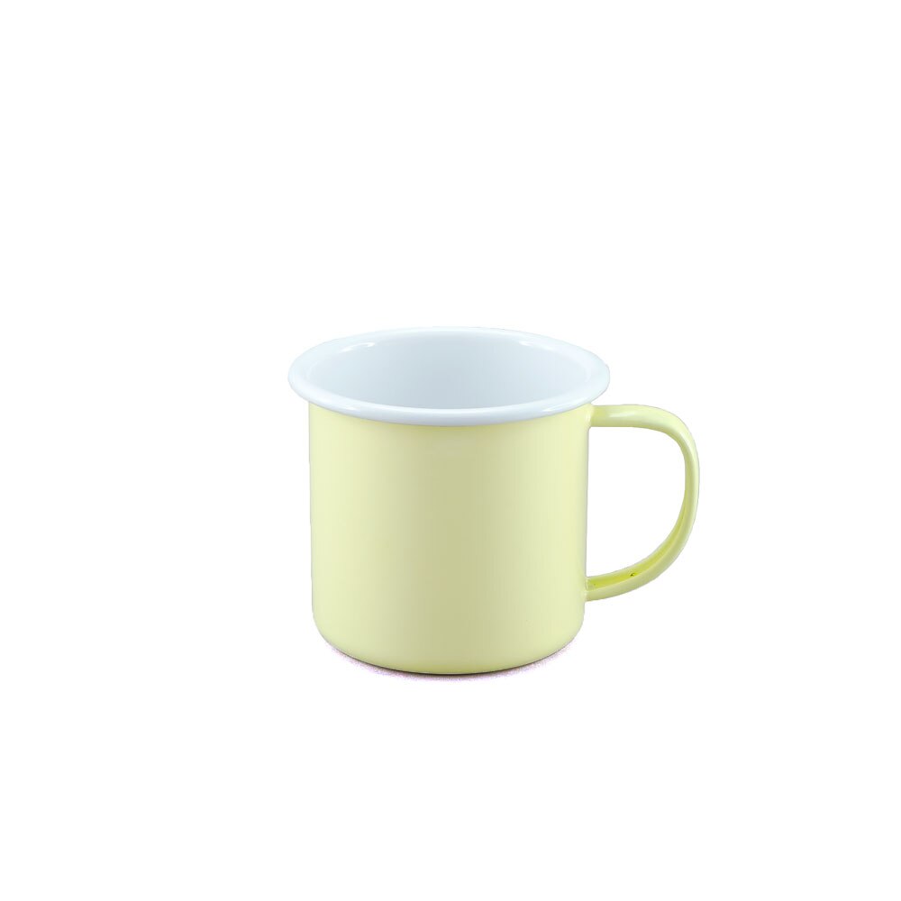 Falcon Enamel Mug 8cm (350ml) - Yellow with White (Deluxe 2-Tone)