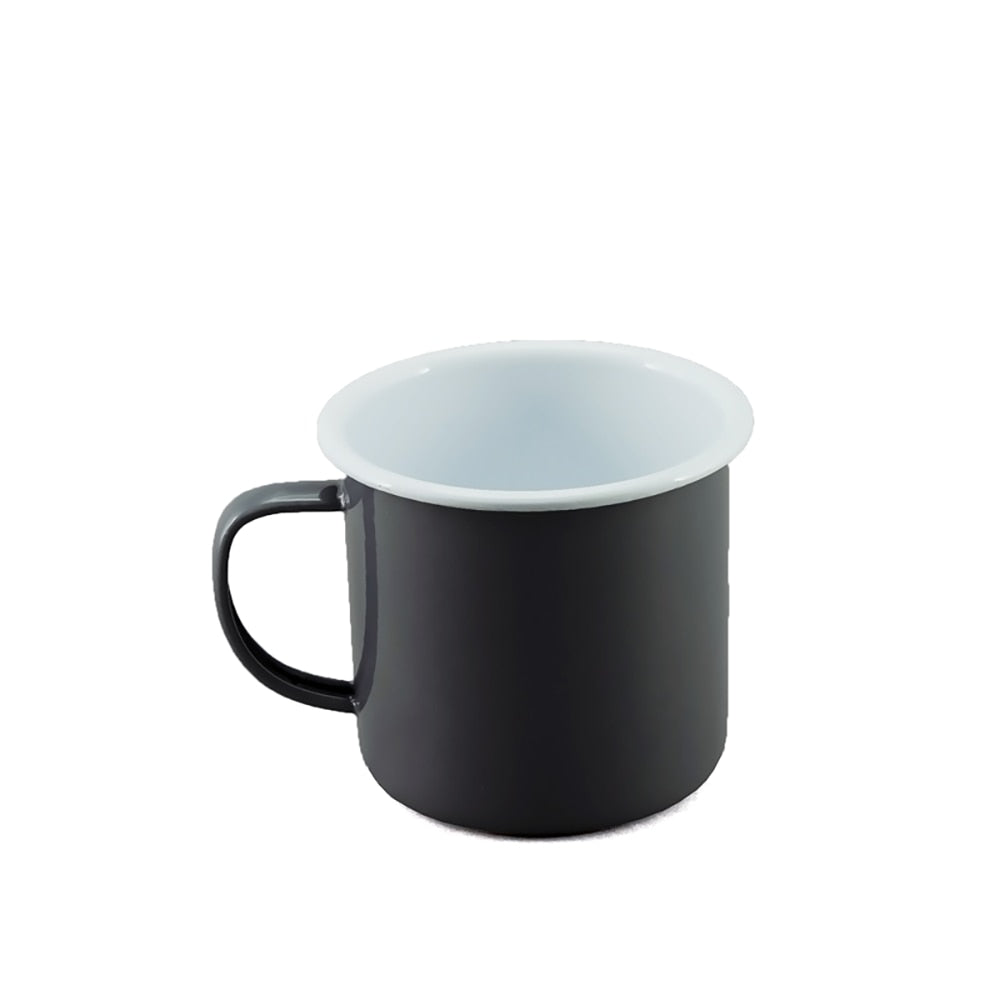 Falcon Enamel Mug 9cm (500ml) - Dark Grey with White (Deluxe 2-Tone)