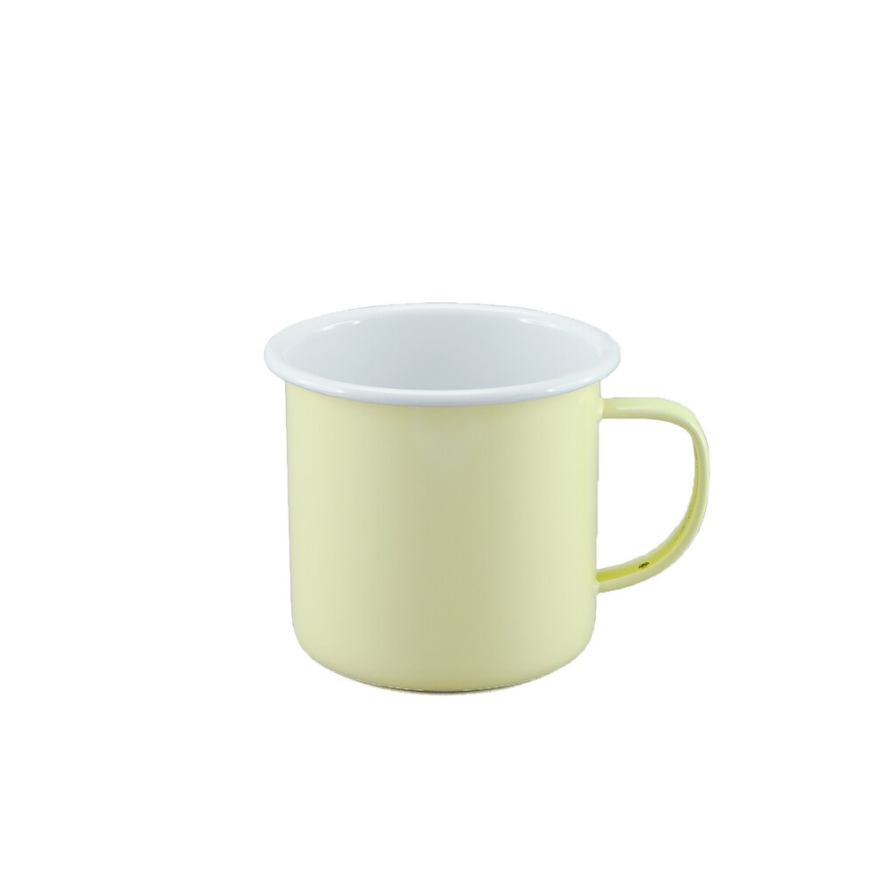 Falcon Enamel Mug 9cm (500ml) - Yellow with White (Deluxe 2-Tone)