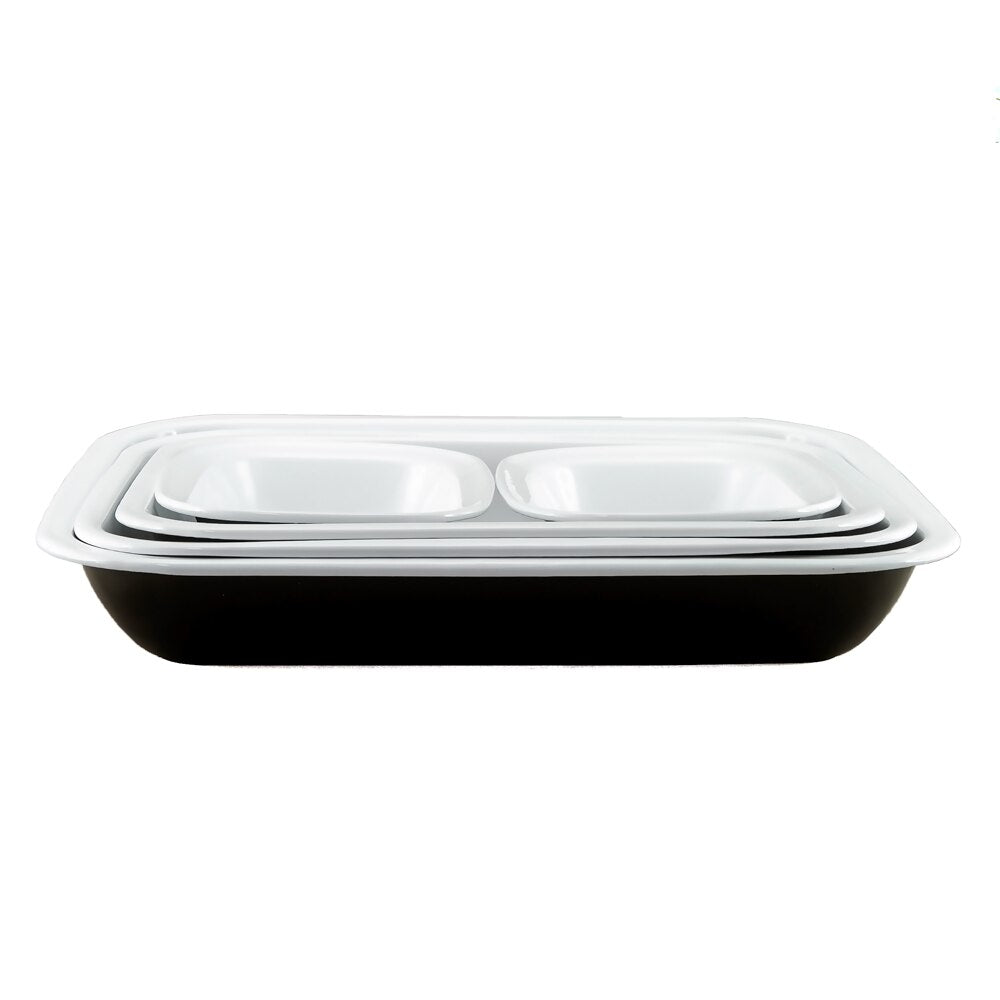Falcon Enamel 5 Piece Bake Set - Black with White (Deluxe 2-Tone)