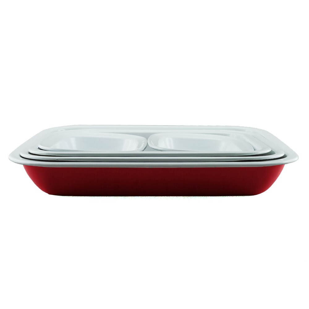 Falcon Enamel 5 Piece Bake Set - Red with White (Deluxe 2-Tone)