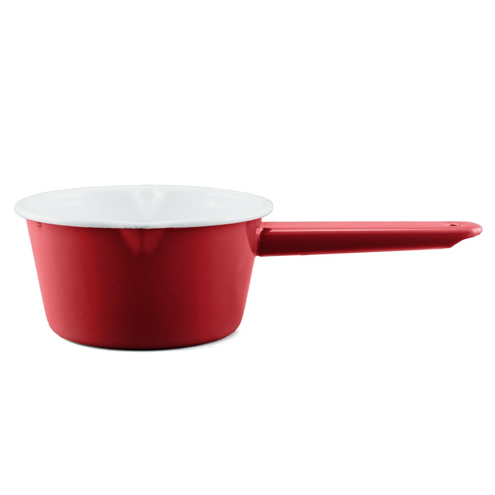 Falcon Enamel Milk Saucepan 14cm (850ml) - Red with White (Deluxe 2-Tone)