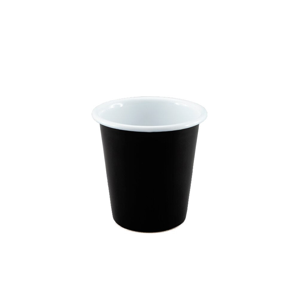 Falcon Enamel Tumbler 8cm (300ml) - Black with White (Deluxe 2-Tone)