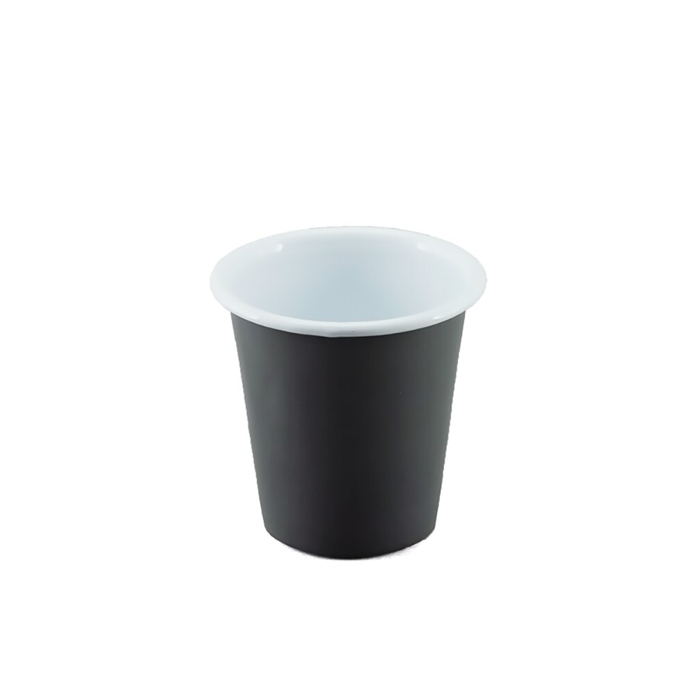 Falcon Enamel Tumbler 8cm (300ml) - Dark Grey with White (Deluxe 2-Tone)
