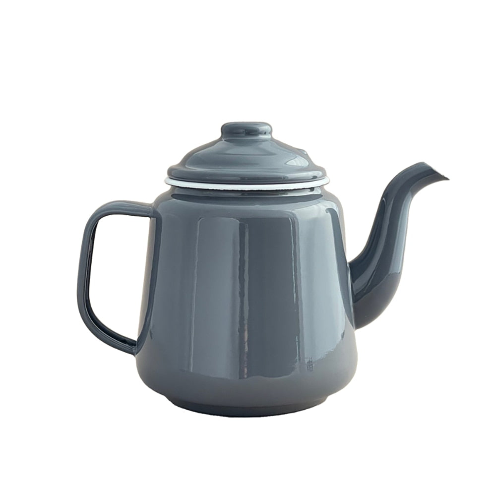Falcon Enamel Teapot 12cm (950ml) - Dark Grey with White (Deluxe 2-Tone)