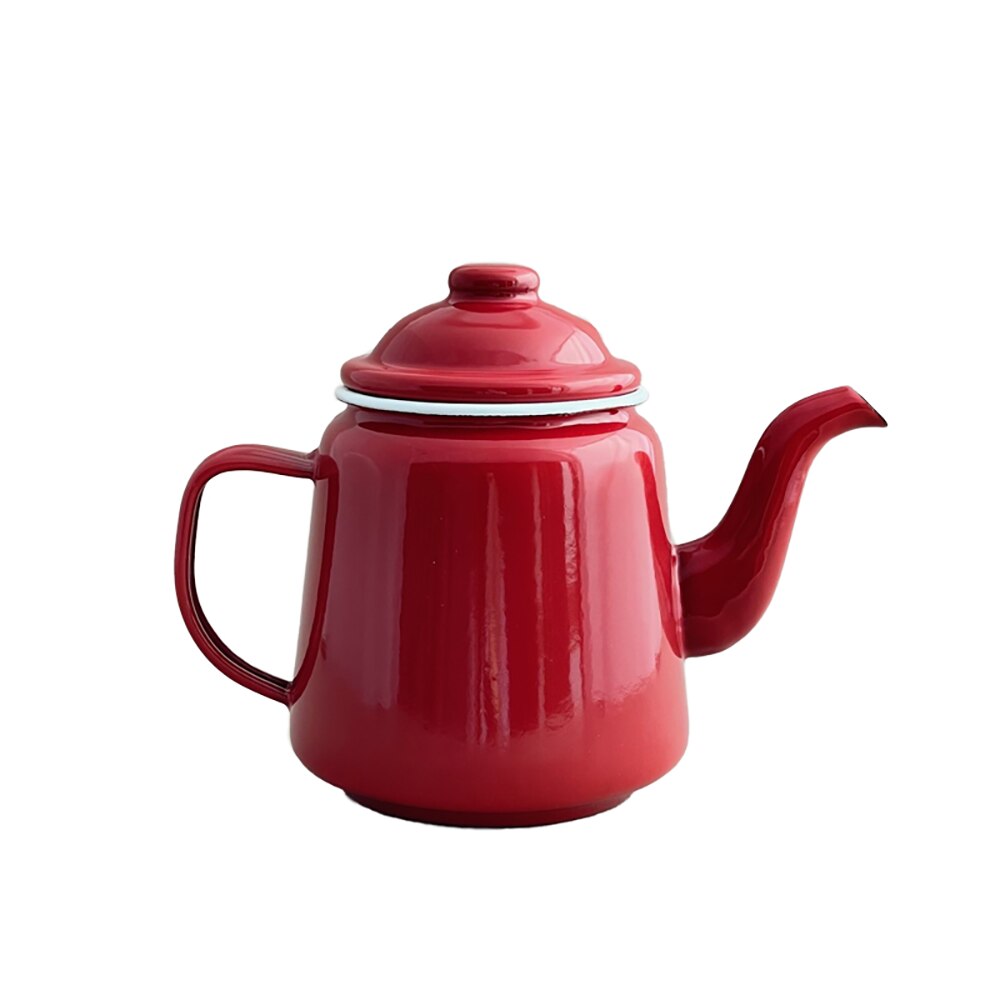 Falcon Enamel Teapot 12cm (950ml) - Red with White (Deluxe 2-Tone)