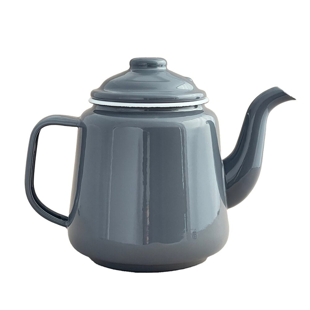 Falcon Enamel Teapot 14cm (1.5L) - Dark Grey with White (Deluxe 2-Tone)