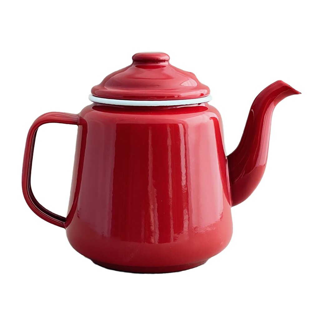 Falcon Enamel Teapot 14cm (1.5L) - Red with White (Deluxe 2-Tone)