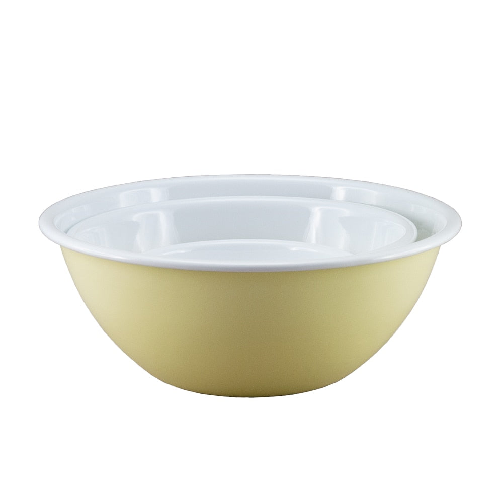 Falcon Enamel 3 Piece Mixing Bowl Set 14 (20/24cm) - Yellow with White (Deluxe 2-Tone)