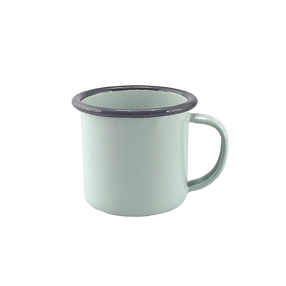 Falcon Enamel Espresso Mug 6cm (125ml) - Duck Egg Blue with Grey Rim