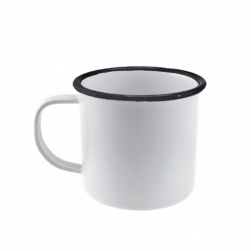 Falcon Enamel Mug 9cm (500ml) - White with Black Rim