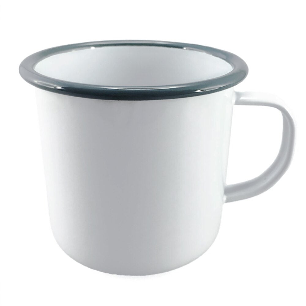 Falcon Enamel Mug 9cm (500ml) - White with Grey Rim