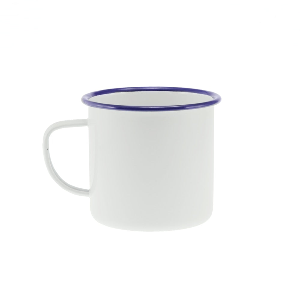 Falcon Enamel Mug 9cm (500ml) - White with Blue Rim