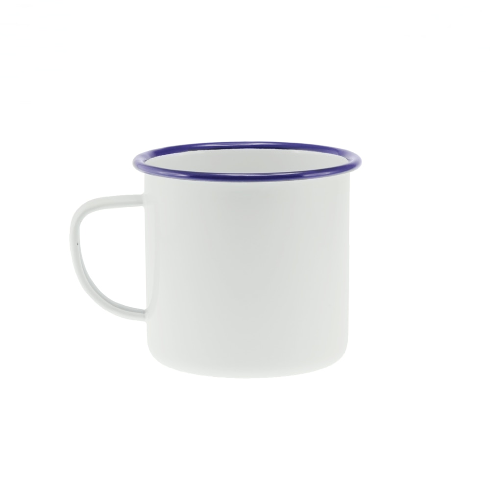 Falcon Enamel Mug 9cm (500ml) - White with Blue Rim