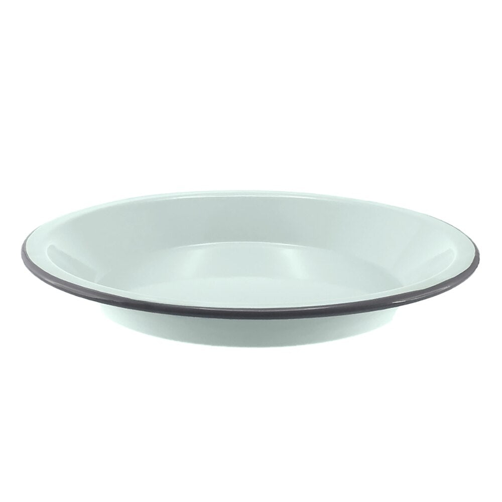 Falcon Enamel Round Pie Plate 25cm - Duck Egg Blue with Grey Rim