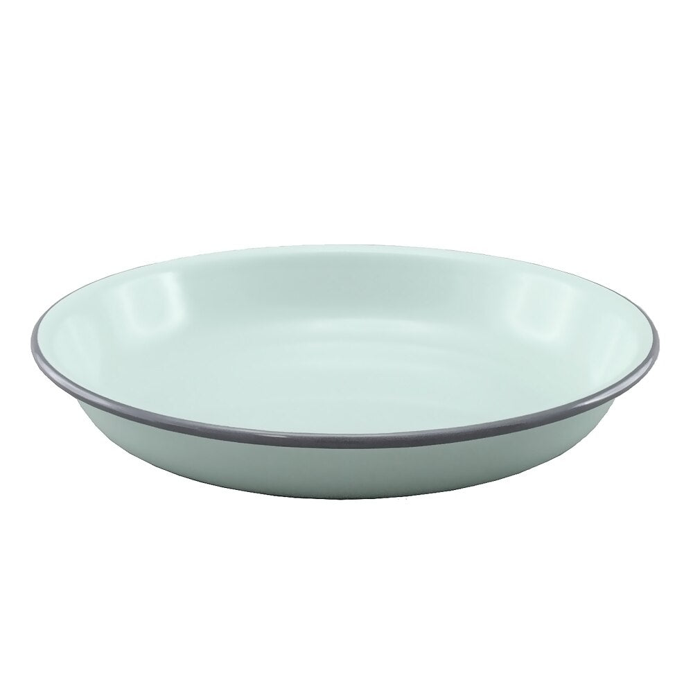 Falcon Enamel Pasta Plate 22cm - Duck Egg Blue with Grey Rim