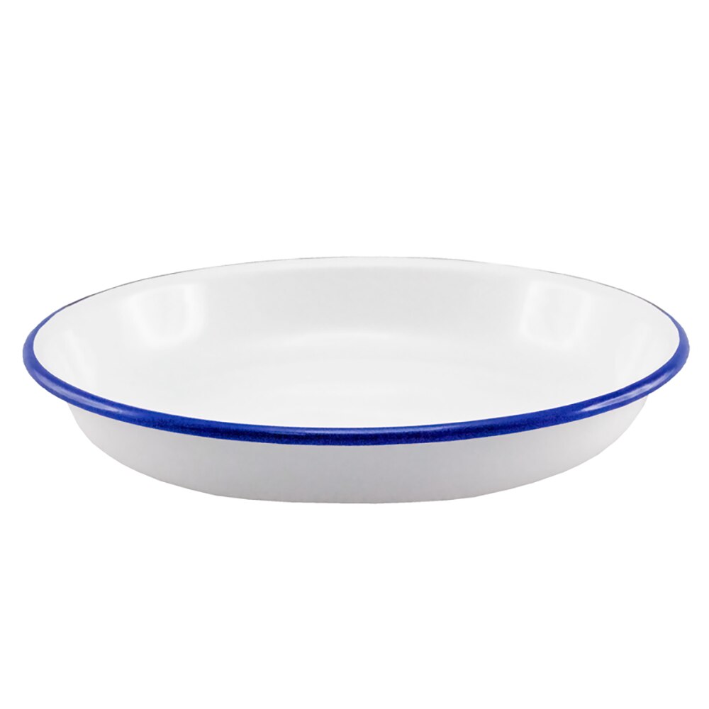 Falcon Enamel Pasta Plate 22cm - White with Blue Rim