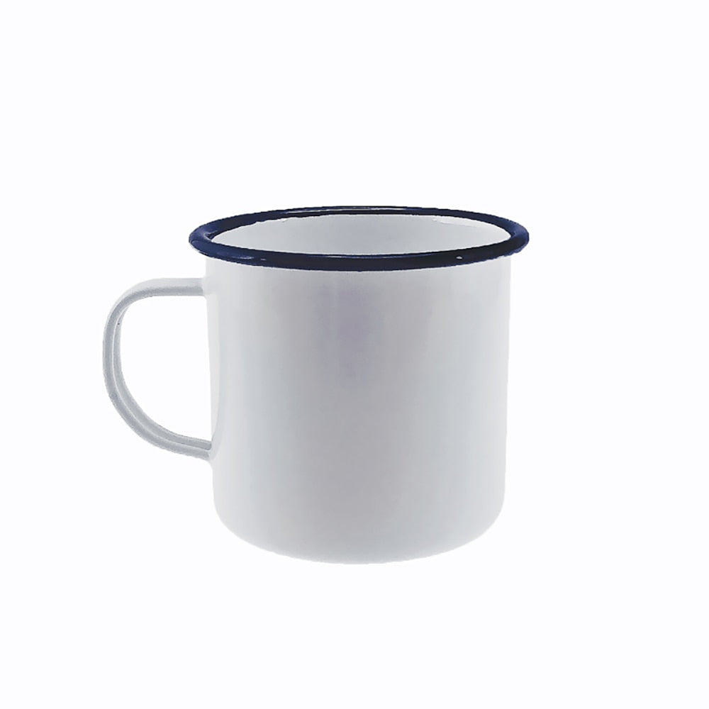 Falcon Enamel Mug 8cm (350ml) - White with Black Rim