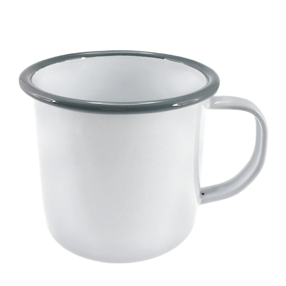 Falcon Enamel Mug 8cm (350ml) - White with Grey Rim