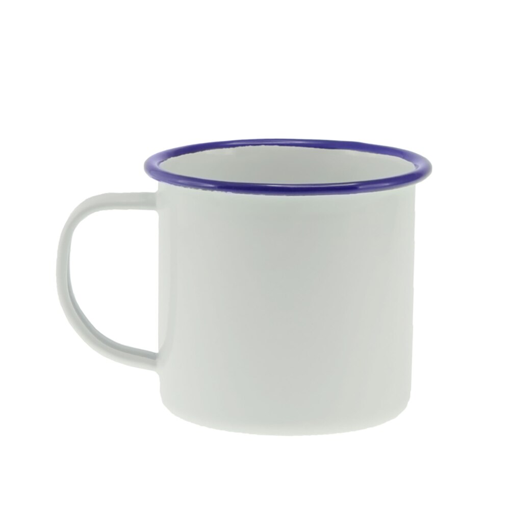 Falcon Enamel Mug 8cm (350ml) - White with Blue Rim