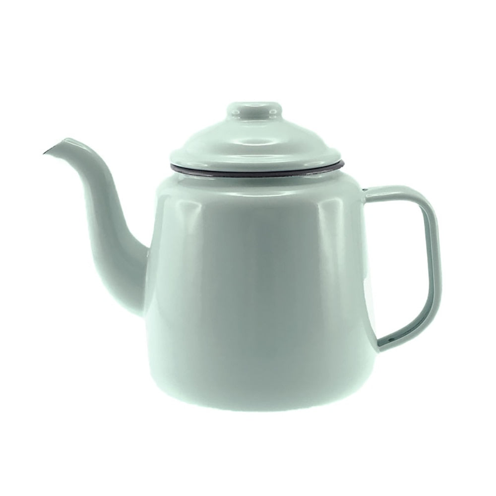 Falcon Enamel Teapot 14cm (1.5L) - Duck Egg Blue with Grey Rim