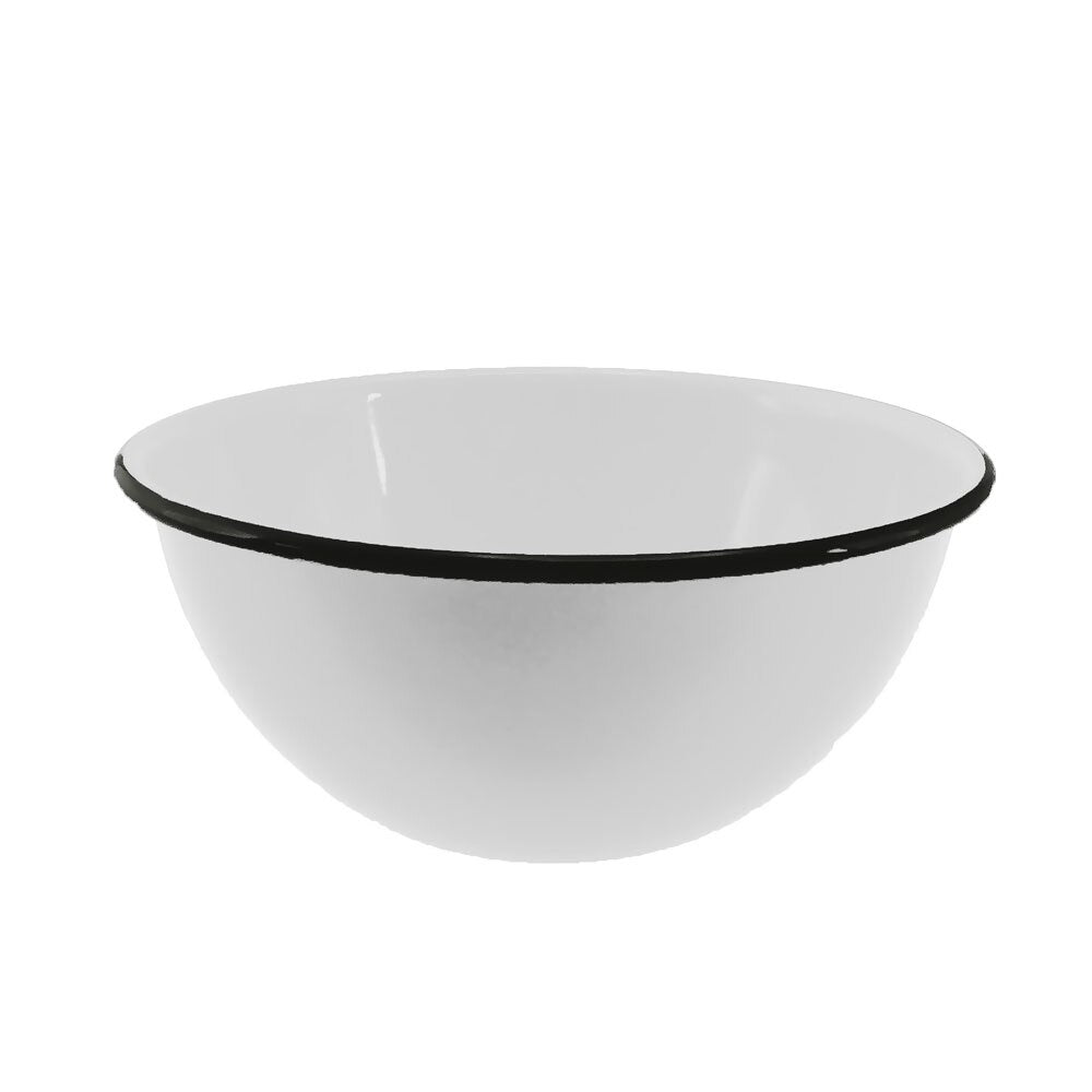 Falcon Enamel Deep Cereal Bowl 16cm - White with Black Rim