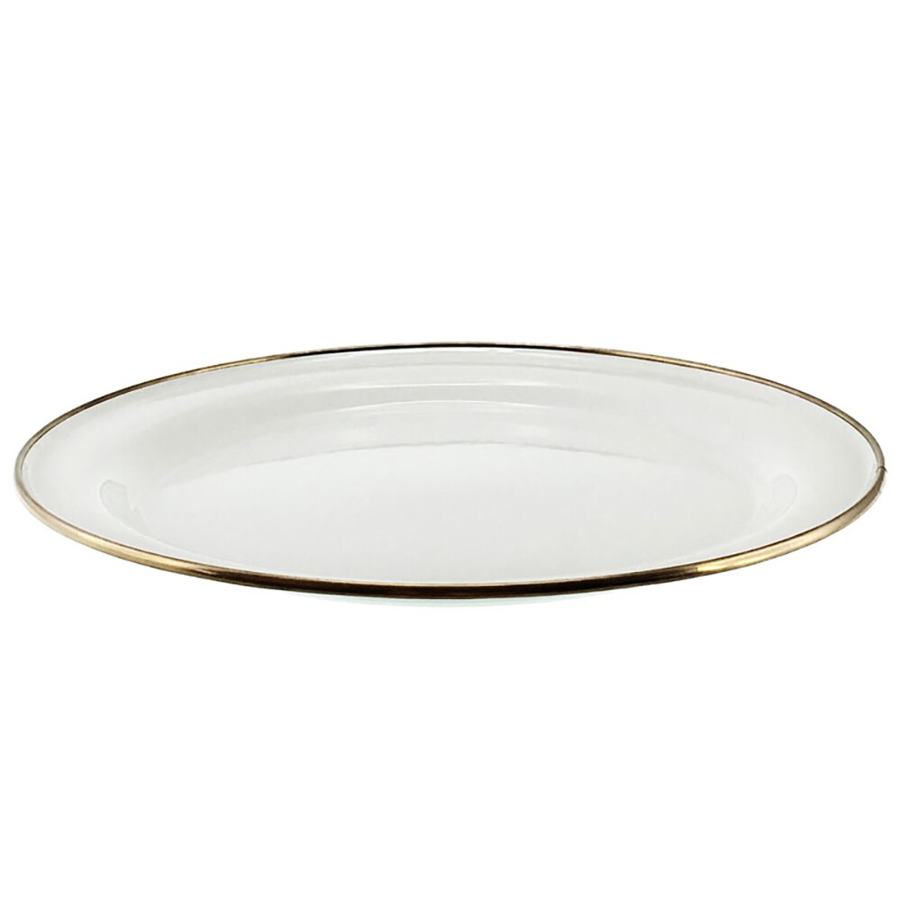Falcon Enamel Dinner Plate 26cm - White with Copper Rim